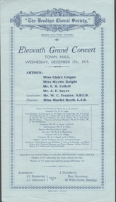 Document - TOWN HALL, THE BENDIGO CHORAL SOCIETY