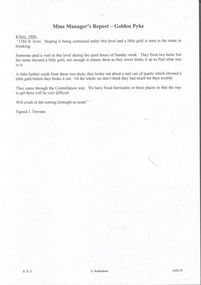Document - MINING REPORTS - GOLDEN PYKE MINE MANAGER'S REPORT