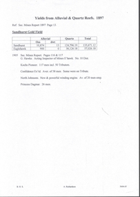 Document - MINING REPORTS - YIELDS FROM ALLUVIAL & QUARTZ REEFS 1897