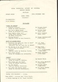 Document - INFORMATION RE MUSICALE: SOPRANO LORNA JONES, 30th November,1980