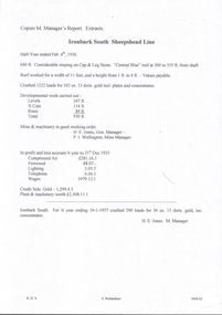 Document - MINING REPORTS - EXTRACTS IRONBARK SOUTH MINE MANAGER'S REPORTS