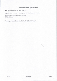 Document - MINING REPORTS - DEBORAH MINE - QUARRY HILL