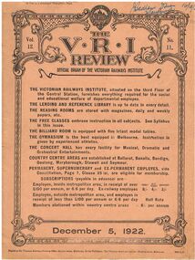 Document - BADHAM COLLECTION: THE V.R.I. REVIEW DECEMBER 5,1922
