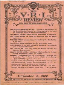 Document - BADHAM COLLECTION: THE V.R.I. REVIEW NOVEMBER 5 1922