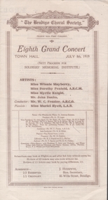 Document - BENDIGO TOWN HALL - THE BENDIGO CHORAL SOCIETY