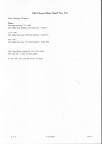 Document - MINING REPORTS - OLD CHUM MINE SHAFT NO 131