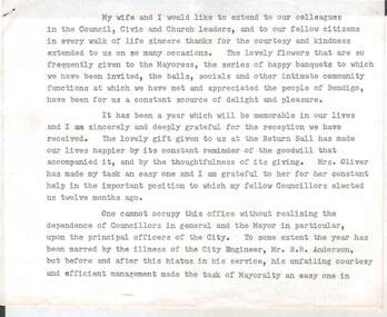 Document - NORMAN OLIVER COLLECTION: MAYORAL RETIREMENT SPEECH, UNDATED