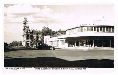 Postcard - STAE ELECTRICITY BUILDING AND TOWN HALL, BENDIGO