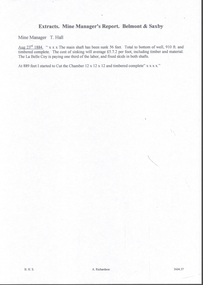 Document - MINING REPORTS - BELMONT & SAXBY MINE MANAGER'S REPORT