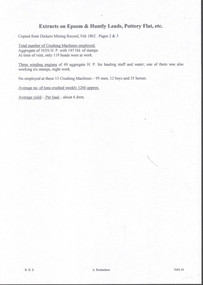 Document - MINING REPORTS - EXTRACTS ON EPSOM & HUNTLY LEADS, POTTERY FLAT