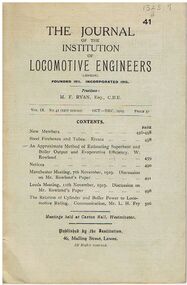 Document - BADHAM COLLECTION: THE JOURNAL OF THE INSTITUTION OF LOCOMOTIVE ENGINEERS (LONDON )