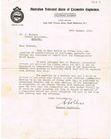 Document - BADHAM COLLECTION: AUSTRALIAN FEDERATED UNION OF LOCOMOTIVE ENGINEMEN