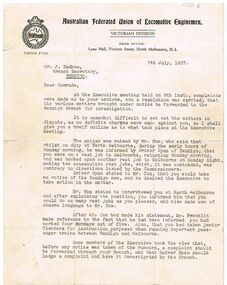 Document - BADHAM COLLECTION: AUSTRALIAN FEDERATED UNION OF LOCOMOTIVE ENGINEMEN