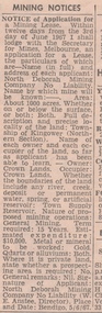 Newspaper - MINING REPORTS - NOTICE OF APPLICATION FOR A MINING LEASE