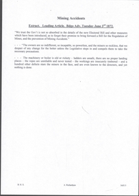 Document - MINING ACCIDENTS - PREVENTION OF MINING ACCIDENTS