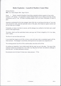 Document - MINING ACCIDENTS - BOILER EXPLOSION AT LANSELL & MUELLERS COMET MINE