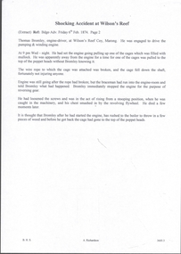 Document - MINING ACCIDENTS - SHOCKING ACCIDENT AT WILSON'S REEF