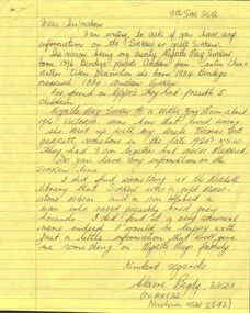 Document - CORRESPONDENCE: SIEKEW (OR SIAKEW) FAMILY, 8th January, 2012