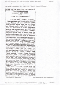 Document - VICTORIA HILL - THE DEEP MINES OF BENDIGO