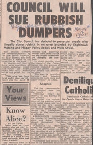 Newspaper - VICTORIA HILL - RUBBISH DUMPERS AT VICTORIA HILL