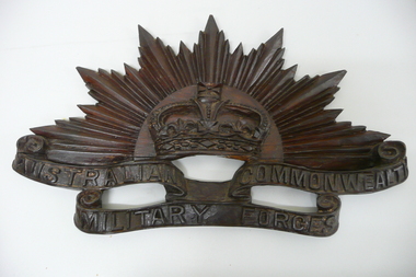 Memorabilia - WOODEN CARVING OF RISING SUN MILITARY EMBLEM