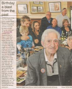 Document - NEWSPAPER CUTTING: 90TH BIRTHDAY OF DEREK SHANNON, 11th August, 2011
