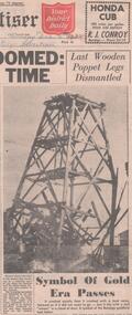 Newspaper - SOUTH DEBORAH MINE - SYMBOL OF GOLD ERA PASSES