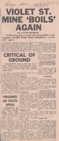 Newspaper - OLD VIOLET SHAFT - VIOLET ST. MINE 'BOILS' AGAIN