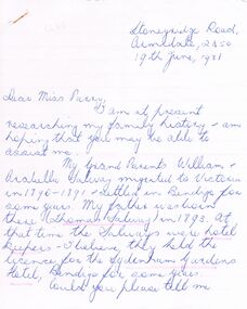 Document - CORRESPONDENCE: WILLLIAM AND ARABELLA SALWAY, 19th June, 1981