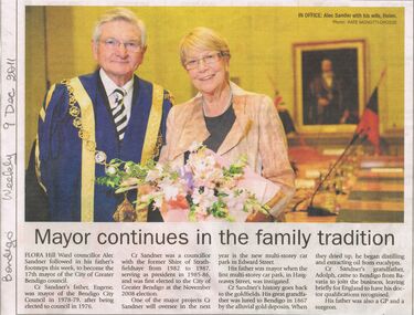 Document - NEWSPAPER CUTTING: ALEC SANDNER (MAYOR), 9th December, 2011