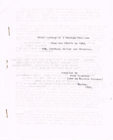 Document - BRIEF HISTORIES OF THREE FAMILIES: SARVAAS, SADLER AND BRONSDON, 1990