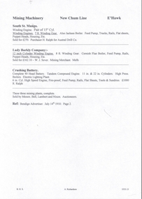 Document - NEW CHUM & VICTORIA LINES OF REEF - MINING MACHINERY, NEW CHUM LINE, EAGLEHAWK