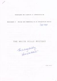 Document - CONSTABLE RYAN COLLECTION: THE WHITE HILL MYSTERY