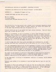 Document - NORMAN OLIVER COLLECTION: AUSTRALIAN INSTITUTE OF MANAGEMENT LECTURE SERIES