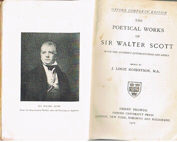 Book - ALEC H. CHISHOLM COLLECTION: BOOK ''THE POETICAL WORKS'' OF SIR WALTER SCOTT