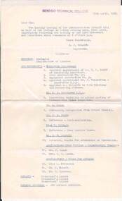 Document - NORMAN OLIVER COLLECTION: BENDIGO TECHNICAL COLLEGE MEETING AGENDA/ANNUAL REPORT 1964-65