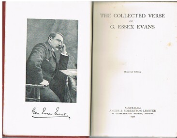 Book - ALEC H CHISHOLM COLLECTION: BOOK ''THE COLLECTED VERSE OF G. ESSEX EVANS''