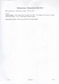 Document - ULSTER GOLD MINING COMPANY NO LIABILITY - MINING ITEMS - SHEEPSHEAD GULLY REEF
