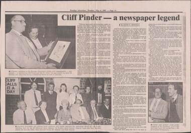 Document - NEWSPAPER CUTTING: RETIRMENT OF CLIFF PINDER, 4th May, 19871987
