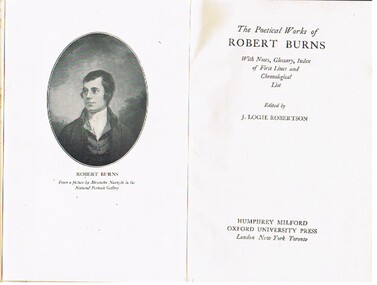 Book - ALEC H CHISHOLM COLLECTION: BOOK  ''THE POETICAL WORKS OF ROBERT BURNS''