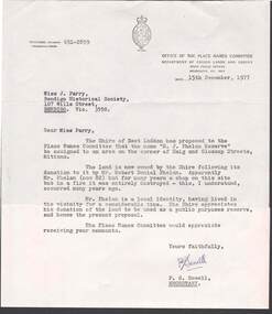 Document - LETTER TO BHS: R J PHELAN, 15th December, 1977