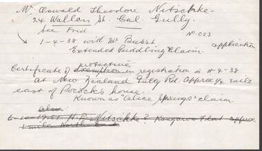 Document - INFORMATION: OSWALD THEODORE NITSCHKE, 11th April, 1938