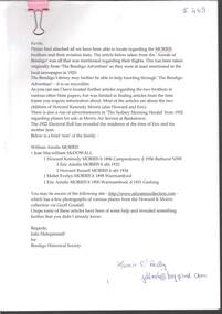 Document - INFORMATION RE QUERY ON MORRIS FAMILY AND AVIATION