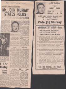 Document - EXTRACTS FROM ADVERTISER: JOHN MURRAY (COUNCIL WARD CANDIDATE 1971)