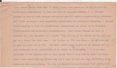 Document - NORMAN OLIVER COLLECTION: SPEECH NOTES. VICTORIAN STATE ELECTION 1955