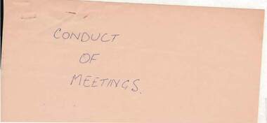 Document - NORMAN OLIVER COLLECTION: CONDUCT OF MEETINGS