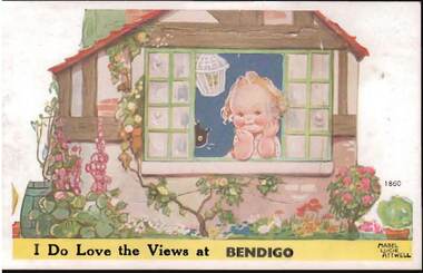 Postcard - BENDIGO POSTCARD - MABEL LUCIE ATTWELL - VIEW OF BENDIGO