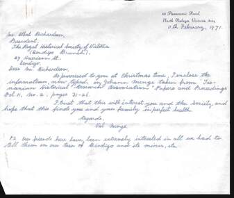 Document - LETTERS AND HISTORICAL RESEARCH INFORMTION: JOHANN MENGE, 1997