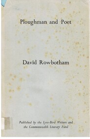 Book - ALEC H CHISHOLM COLLECTION: BOOK  ''PLOUGHMAN AND POET'' BY DAVID ROWBOTHAM
