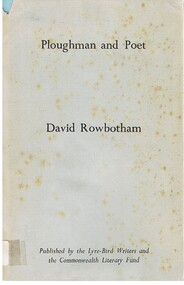 Book - ALEC H CHISHOLM COLLECTION: BOOK  ''PLOUGHMAN AND POET'' BY DAVID ROWBOTHAM